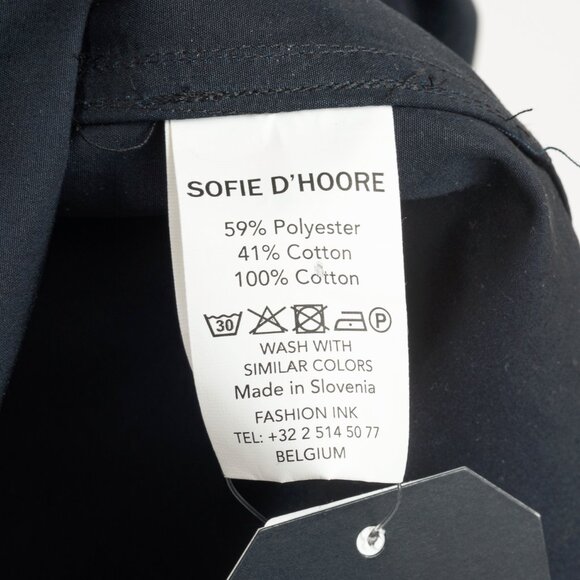 Sofie D'Hoore Navy Cotton Pleated-Sleeve Midi Shift Dress - Picture 7 of 8